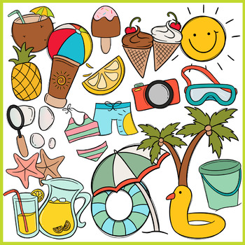 SUMMER/ BEACH DOODLES CLIP ART by The Magical Gallery | TpT