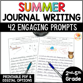 Preview of SUMMER Daily Creative Journal Writing Prompts for 2nd, 3rd, 4th, and 5th Grade