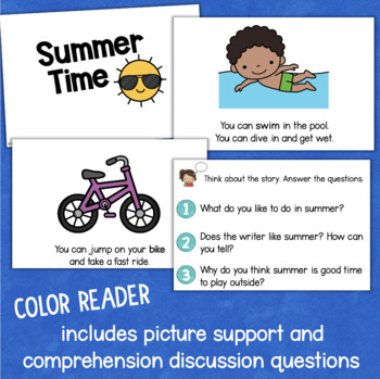 SUMMER Decodable Readers Comprehension Vocabulary Sight Word Book by ...