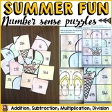 SUMMER: NUMBER SENSE PUZZLES {Addition, Subtraction, Multi