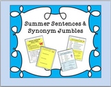 SUMMER Fun: Synonym Jumble and Sentences(GRAMMAR VERBS EXPAND)