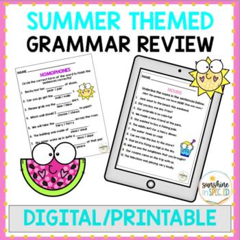 Preview of SUMMER Grammar Review - ELA - DIGITAL / PRINTABLE - Distance Learning - Slides
