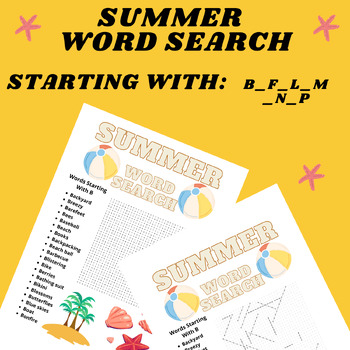 Preview of Hard Summer Word Search Puzzle Middle School Fun Activity Vocabulary Worksheet