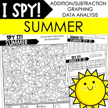 Preview of SUMMER I SPY Count and Color, Math and Graphing Activities