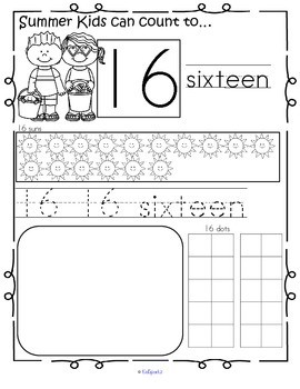 summer number practice printables recognition tracing counting 1 20