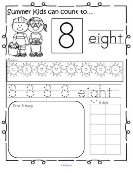 summer number practice printables recognition tracing counting 1 20