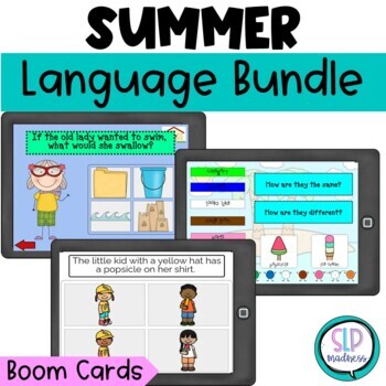 Preview of Summer Speech and Language Therapy Activities l Describing Pictures Boom Cards