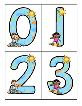 Preview of SUMMER Large Numbers 0-20 - Make Activities, Flashcards and Room Decor