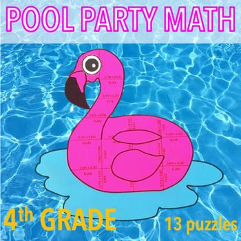 Preview of SUMMER MATH CRAFTIVITY / PROJECT - FOURTH GRADE MATH - FLAMINGO FLOATIE