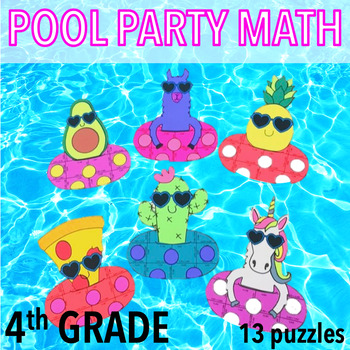 Preview of SUMMER MATH CRAFTIVITY / PROJECT - FOURTH GRADE MATH - POOL FLOATIES