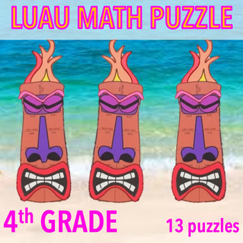 Preview of SUMMER MATH CRAFTIVITY / PROJECT - FOURTH GRADE MATH - TIKI TORCH