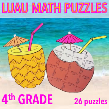 Preview of SUMMER MATH CRAFTIVITY / PROJECT - FOURTH GRADE MATH - TROPICAL DRINKS