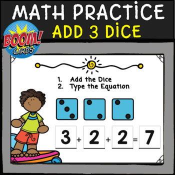 Preview of ADD 3 ADDENDS | MATH | BOOM CARDS | Distance Learning