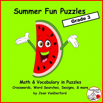 Preview of SUMMER MATH | VOCABULARY | Riddles | Word Searches  FUN
