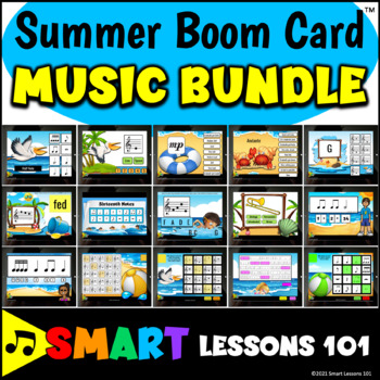 Preview of SUMMER MUSIC Boom Card™️ BUNDLE Music Rhythms Notes Tempo Dynamics Instruments