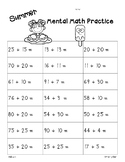 SUMMER Mental Math 2-Digit Addition and Subtraction Practi
