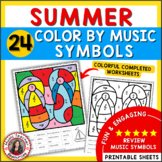 SUMMER Music Coloring Sheets - 24 Color by Music Symbol Pages