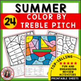 SUMMER Music Coloring Sheets - 24 Treble Pitch Coloring Pages