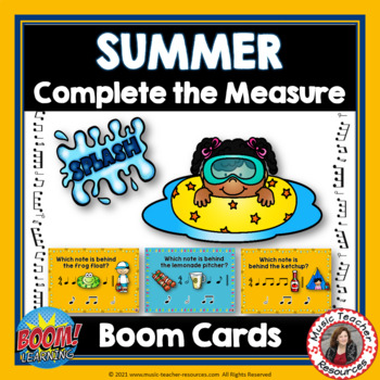 Preview of SUMMER Music Lessons - Complete the Measure BOOM Cards™