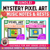 SUMMER Music Pixel Art Google Sheets - Music Math Note and