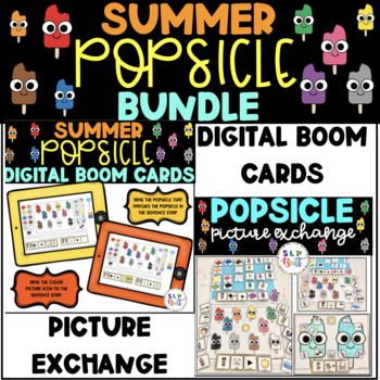 Preview of SUMMER POPSICLE BUNDLE, DIGITAL BOOM CARDS & PICTURE EXCHANGE