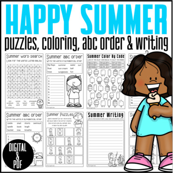 Preview of SUMMER PUZZLES/ABC ORDER/WORD SEARCH/ WRITING/DIGITAL