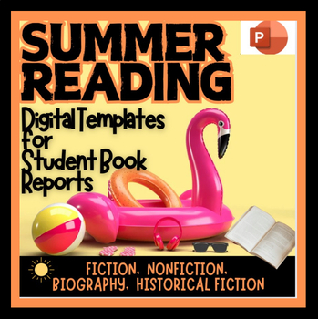 Preview of SUMMER READING BOOK PROJECT TEMPLATE bundle, editable, 4 genres, POWERPOINT