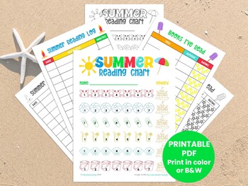 Preview of SUMMER READING CHART Printable: Reading log & reward chart