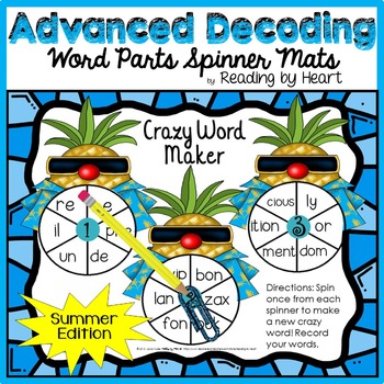 Preview of SUMMER READING Decoding Multisyllabic WORD PARTS CREATE-A-WORD SPINNER MAT