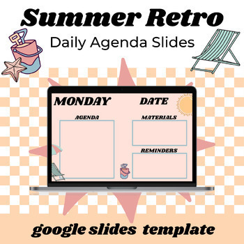 Preview of SUMMER RETRO DAILY + WEEKLY AGENDA SLIDES (GOOGLE SLIDES TEMPLATE)