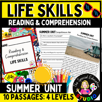 Preview of SUMMER Reading and Comprehension differentiated tasks Special Education ESY