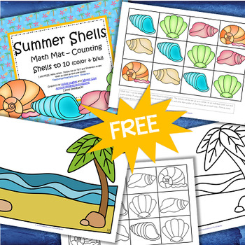Preview of SHELLS Math Mats Counting to 10 Center or Cut and Paste Activity FREE