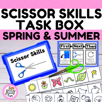 Preview of ESY TASK BOXES, SPECIAL EDUCATION TASK CARDS, FINE MOTOR SKILLS, SCISSOR CUTTING