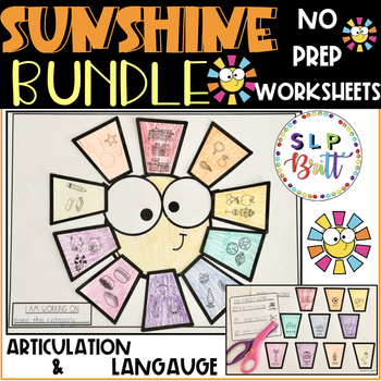 Preview of SUMMER SUNSHINE BUNDLE (ARTIC & LANGUAGE) NO PREP WORKSHEETS, SPEECH THERAPY