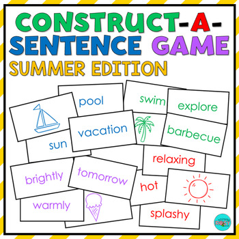 Preview of SUMMER Sentence Building Cards | Construct A Sentence Game | Parts of Speech