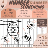 SUMMER Sequencing Puzzles | Number Sense | 1-10 | 11-20 | 