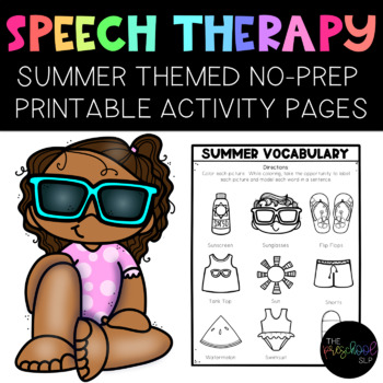 Preview of SUMMER THEME:  NO-PREP Activities Speech Therapy, Preschool, Autism, SPED