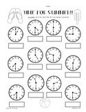 SUMMER Telling Time Practice Worksheet Pack - hour/half ho