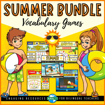 Preview of SUMMER VOCABULARY Games Bundle | ESL Printable and Digital Activities