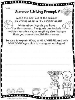 SUMMER WRITING PROMPTS BUNDLE--Summer Goals/Activities-Fourth of July ...
