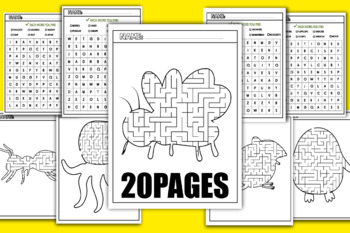 Preview of SUMMER Word Search | Mazes Puzzle Book for kids , Penguin, Octopus, Mouse Vol. 3
