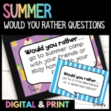 SUMMER Would You Rather Questions * Digital & Print Writin