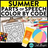 SUMMER color by code June coloring page PARTS OF SPEECH worksheet