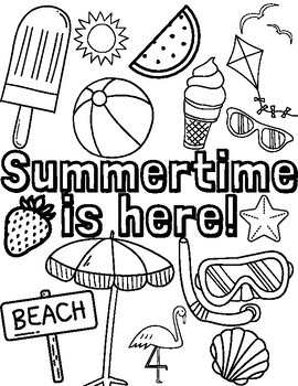 SUMMERTIME COLORING PAGES by Kait Hufstetler | TPT