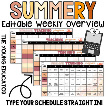 Preview of SUMMERY EDITABLE TERM X 10 WEEKLY PLANNING OVERVIEW