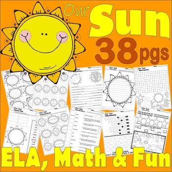 Preview of SUN Summer Theme NO PREP Activity Worksheets Writing Vocabulary Math ELA