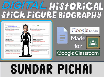 Preview of SUNDAR PICHAI Digital Historical Stick Figure Biography (MINI BIOS)