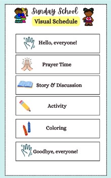 Preview of SUNDAY SCHOOL VISUAL SCHEDULE/ SPED FRIENDLY BIBLE VISUAL