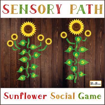 Preview of SUNFLOWER Sensory Floor path, Colorful hopscotch, Floor decal,  Waldorf stickers