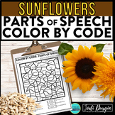 SUNFLOWERS color by code FALL coloring page PARTS OF SPEEC